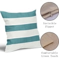 thumbnail image 5 of Teal Throw Pillow Covers 18x18 Inch Pack of 2 Turquoise and Beige Stripe Pillow Covers Farmhouse Outdoor Pillowcase Cotton Linen Square Cushion Cover for Bedroom Sofa Couch Home Decor, 5 of 6