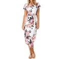 thumbnail image 1 of Robe Longue pour Femmes Imprimé Floral Col en V Taille Haute Fendue Robe de Soirée, 1 of 10