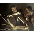 thumbnail image 2 of Van Honthorst, Gerrit 18x15 Black Ornate Wood Framed with Double Matting Museum Art Print Titled - Holy Family in the Carpentry Shop, 2 of 4