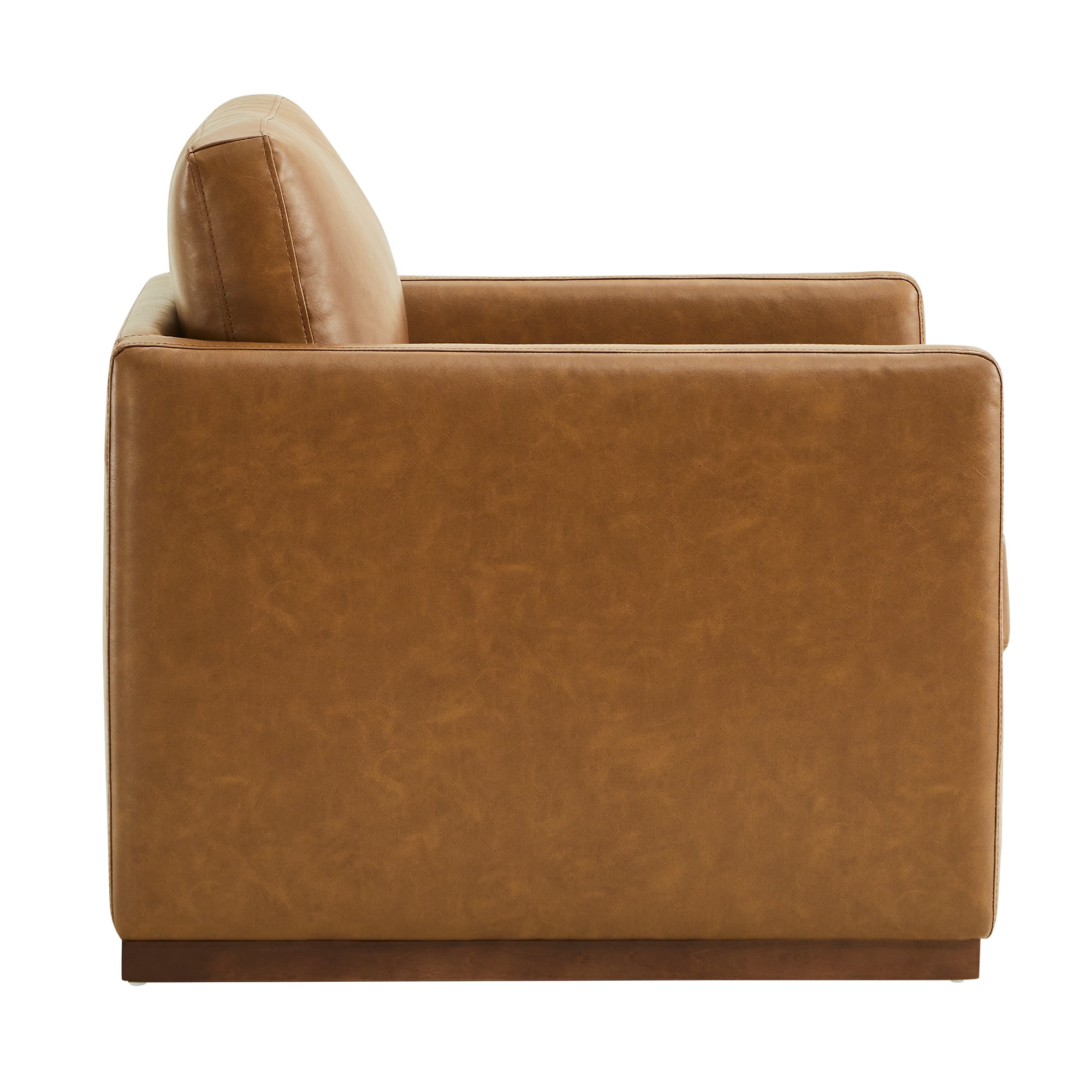 CHITA Swivel Accent Chairs for Living Room, Comfortable Arm Chairs for Bedroom,Faux Leather in Saddle Brown