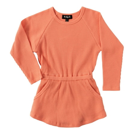 

KIDPIK Girls Long Sleeve Thermal Knit Drop Waist Dress Size: 12 Months - XXL (16)