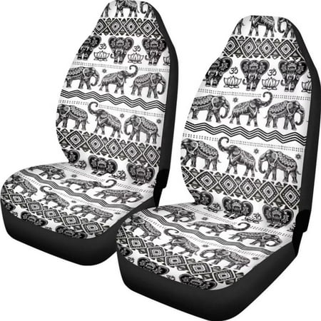 NETILGEN 2 Pack Aztec Nation Elephant Design Car Covers Set Soft Seat Covers for Cars Full Set for Women Men Hard-Wearing Front Back Seat Covers Accessories
