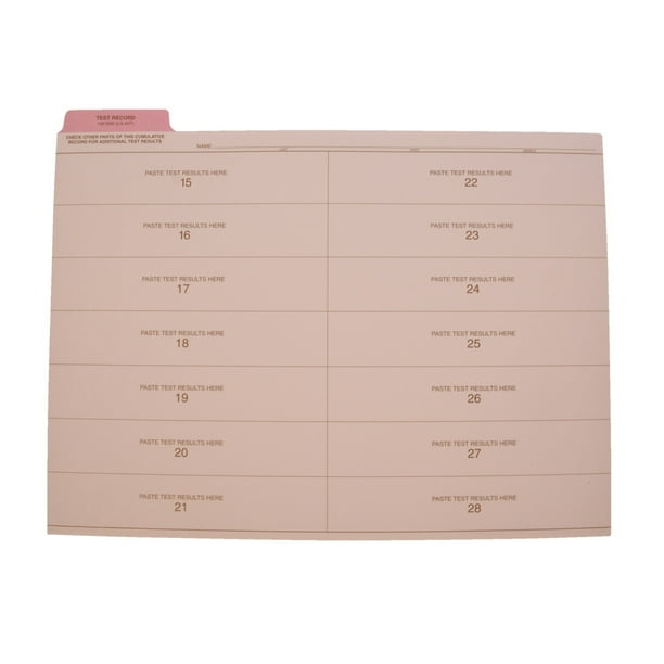 Hammond & Stephens Test Record Insert, 113/4 x 91/4 Inches, Pink Tab