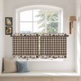thumbnail image 3 of Brown Checked Tier Curtains 24 Inch Length, Country Barn Star Farmhouse Cafe Short Curtains for Bathroom Over Sink, Small Kitchen Curtain Light Filtering Tiered Drapes 2 Panels 27.5"Wx24"L, 3 of 9