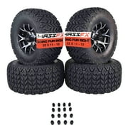MASSFX SL 22x11-10 F/R Golf Cart, VIPER 4 Blk Wheels 10x7 4/101.6 & 16 Blk Lugs