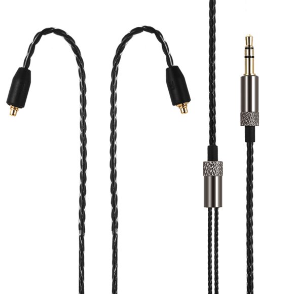 Riousery Cable de Repuesto MMCX 3.5mm para Auriculares Shure SE215 SE315 SE425 SE535 SE846 UE900 Cable Desmontable Estéreo Negro 1.2m / 3.93ft