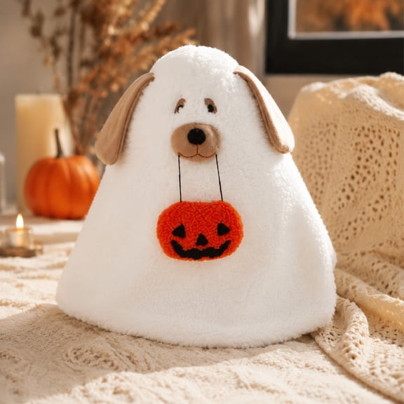 Halloween Ghost Dog Halloween Decorative Throw Pillow 2026,Spooky Halloween Cushion Decor, Soft Plush Decorative Pillow for Sofa,Couch,Living Room Indoor Harvest Home Ornament