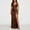 Brown, variant on Dresses for Women Dressy Elegant Ruched V-Neck Sleeveless High Split Maxi Dress Comfort Bodycon Evening Prom Gown Formal Dress