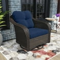 thumbnail image 3 of MeetLeisure 1 Pieces Outdoor Patio Furniture Wicker Swivel Chair with Cushions for Backyard, Navy, 3 of 9