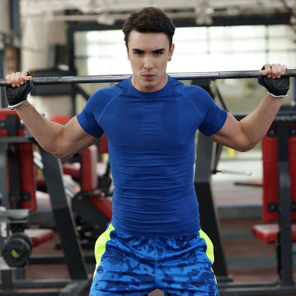 Men Compression Base Layer Short Sleeve T-shirt Sports Fitness Gym Tight Top Tee 