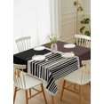 thumbnail image 2 of Brown Black Rectangle Tablecloth, Modern Abstract Art Farmhouse Striped Waterproof & StainResistant Tablecloth, Washable Oil-proof Table Cover for Dining/Party/Wedding/Camping/Buffet 52x70 In, 2 of 9