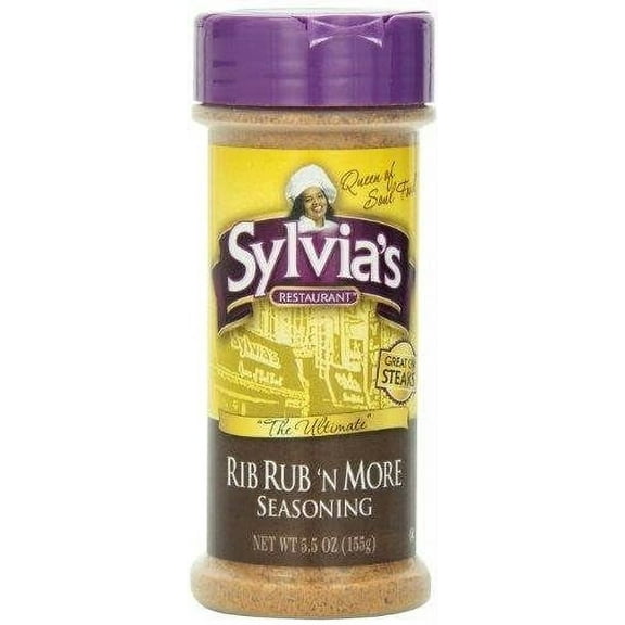 Sylvias Rib Rub n More Seasoning, Best BBQ Rub for Ribs, Steak, Pork Chops and More, 5.5oz Container H1