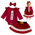 thumbnail image 2 of CAICJ98 Baby Girl Christmas Outfits Newborn Long Sleeve Ruffle Button Print Romper Skirt Headband Set My Frist Christmas Baby Girls Clothes,Size 3-6 Months, 2 of 9
