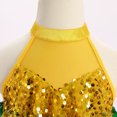 thumbnail image 6 of IBTOM CASTLE Girls Sequin Dance Outfit Sparkly Latin Hip Hop Jazz Dance Outfit Halter Mesh Ruffle Dress Top and Shorts Dancewear Yellow Green, 6 of 7