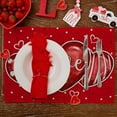 thumbnail image 4 of Valentine''s Day Placemats 12x18 Inch, Hearts Love Polka Dots Farmhouse Holiday Kitchen Dining Table Decoration for Indoor Outdoor Dinner Party Décor (Red) GP101-18, 4 of 5