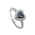 thumbnail image 4 of CHOOSE YOUR COLOR Sterling Silver Women's Rainbow Heart Ring 925 Band 10mm Black CZ Female Size 6, 4 of 4