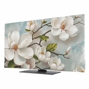Magnolia Farmhouse TV Dust Cover 55 Inch, White Floral Vintage Pastoral Botanical Computer Monitor Cover Dustproof Stretchable Indoor TV Screen Protector for LED LCD Universal Monitors