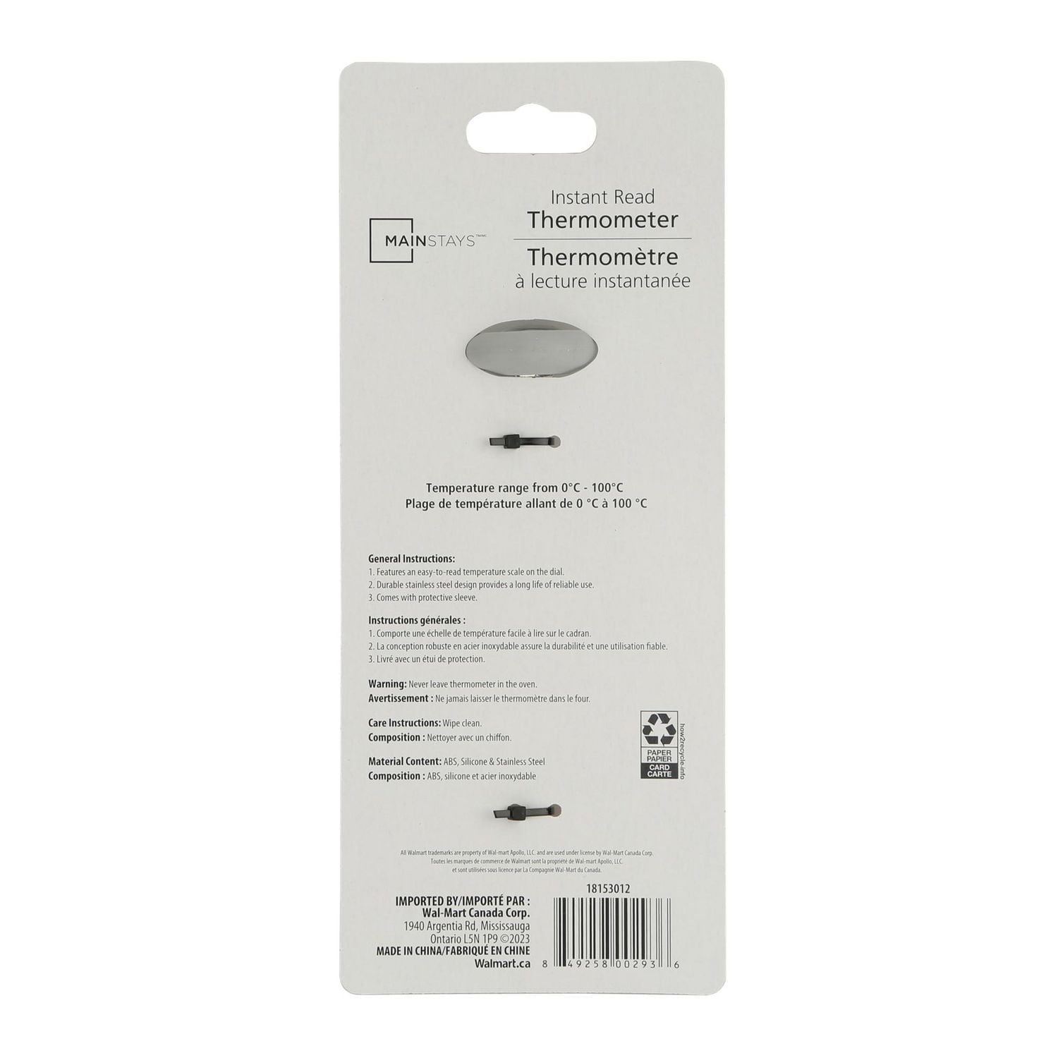 Mainstays Instant Read Thermometer, Read Thermometer