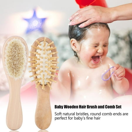 Greensen Set De Brosse A Cheveux Et Peigne En Bois Pour Bebe Poils En Poil De Chevre Pour Les Nouveau Nes Walmart Canada