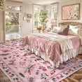 thumbnail image 2 of Wonnitar 9'x12' Insect Washable Area Rug - Soft Pink Nature-Inspired Carpet for Living Room, Non-Slip Ultra-Thin Large Rug for Bedroom, Dining Room, Office, 2 of 7