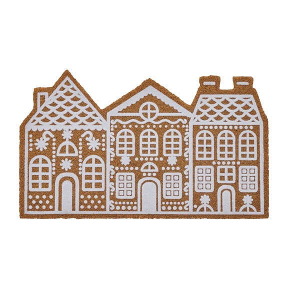 My Texas House Natural Gingerbread House Outdoor Coir Doormat, 18" x 30"