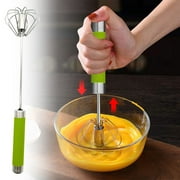 JeashCHAT Stainless Steel Semi-automatic Whisk Hand Push Rotary Egg Beater Butter Cream Blender for Blending, Whisking, Beating, Frothing, Stirring