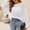 White, variant on Green Womens Knitted Stripe Tops Fashion Hollow Out Pullover Round Neck Solid Color Blouses Casual Long Sleeve Blouses Breathable Loose Tops for Work Daily