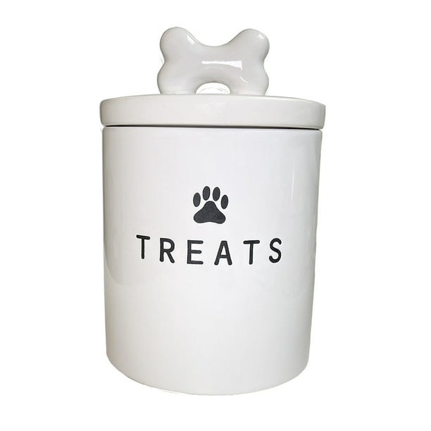 Throw Me a Bone Ceramic Dog Treat Canister, White, Medium, 61.5 oz