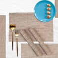 thumbnail image 4 of Placemats for Dining Table Set of 6 Woven Vinyl Plastic Place Mats Non-Slip Heat Insulation Stain Resistant Table Mats Washable Easy Clean Placemats (Linen Yellow), 4 of 6
