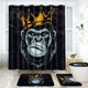 thumbnail image 4 of Juego de 4 cortinas de ducha para baño, juego de cortinas de ducha de poliéster con alfombras de baño, juego de baño con patrón pintado de corona de chimpancé con fondo negro con cortina de ducha y, 4 of 8