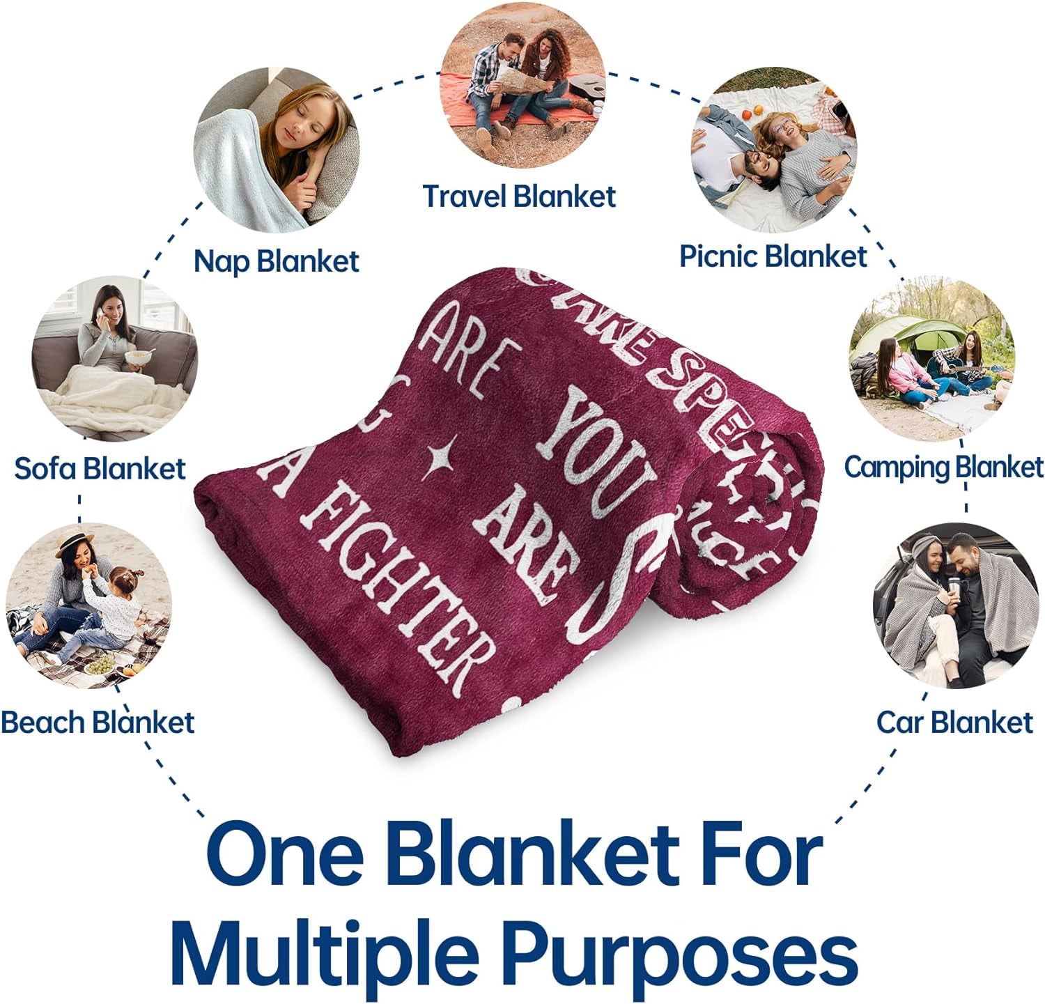 Blanket Gifts for Women Men Get Well Blanket Inspirational Gifts for Her Him Feel Better After Surgery Present Thinking of You Birthday Gift for Mom Grandma Sister Friend 60'' x 50''