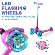 XJD 3 Wheel Kick Scooter for Kids 2-5 Years Max Weight 20KG/44LB, Toddler Scooter with Adjustable Height Light up LED Wheels, Best Gift for Boys Girls Outdoor Activities, Purple