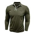thumbnail image 6 of ZCFZJW Mens Fashion Polo Shirts Trendy Soft Cotton Classic Long Sleeve Thermal 1/4 Button up Henley Shirt Lightweight Cozy Golf Tees Tops with Pocket Green XL, 6 of 8