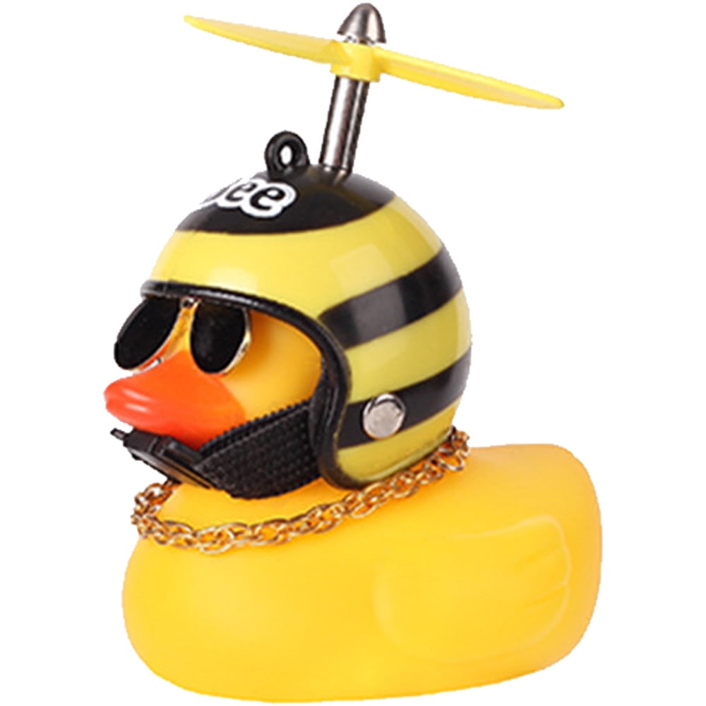 Rubber Duck Toy Bike Ornaments Yellow Duck Bike Decorations Squeeze