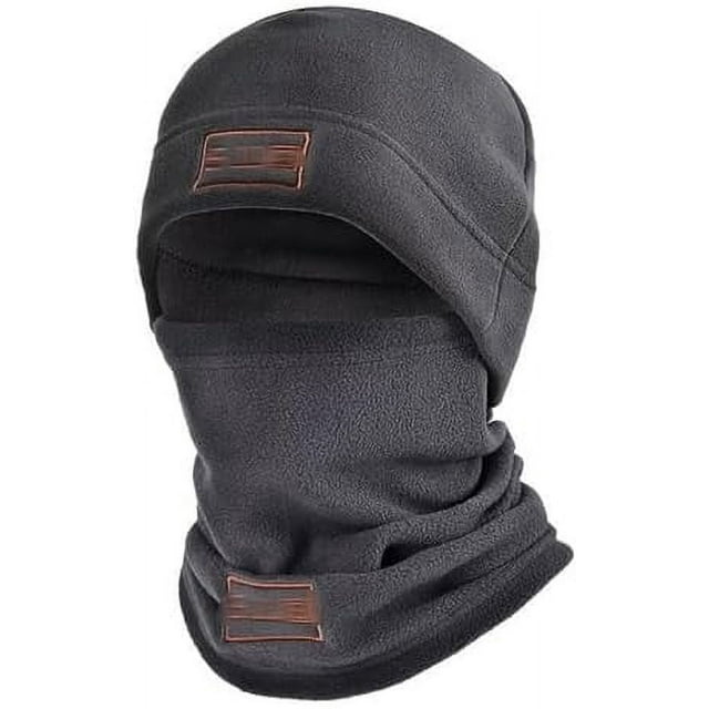 Polar Fleece Full-Face Hood, Face Cover, Ski Hood, Wind-Resistant Cycling Hood, Full-Coverage Mask.,Gray