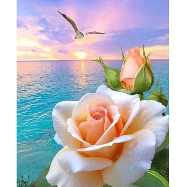DIY taladro redondo completo diamante pintura 5D imagen flores en el mar mosaico Kit artesanía FLhrweasw Nuevo