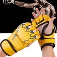 thumbnail image 5 of BOROCO Guantes De Boxeo Sin Dedos, Saco De Boxeo De 4 Colores con Palmas Abiertas, Guantes De Combate De Kickboxing para Hombres Y Mujeres, Entrenamiento De Boxeo(Amarillo), 5 of 5