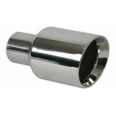 Vibrant 4in OD Round SS Exhaust Tip (Double Wall Angle Cut Beveled Outlet) 3in. ID Inlet main image 1