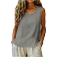 thumbnail image 3 of Kojanyu Women's Cotton Linen Sleeveless Crewneck Tank Top Casual Loose Fit Summer Blouse, 3 of 7