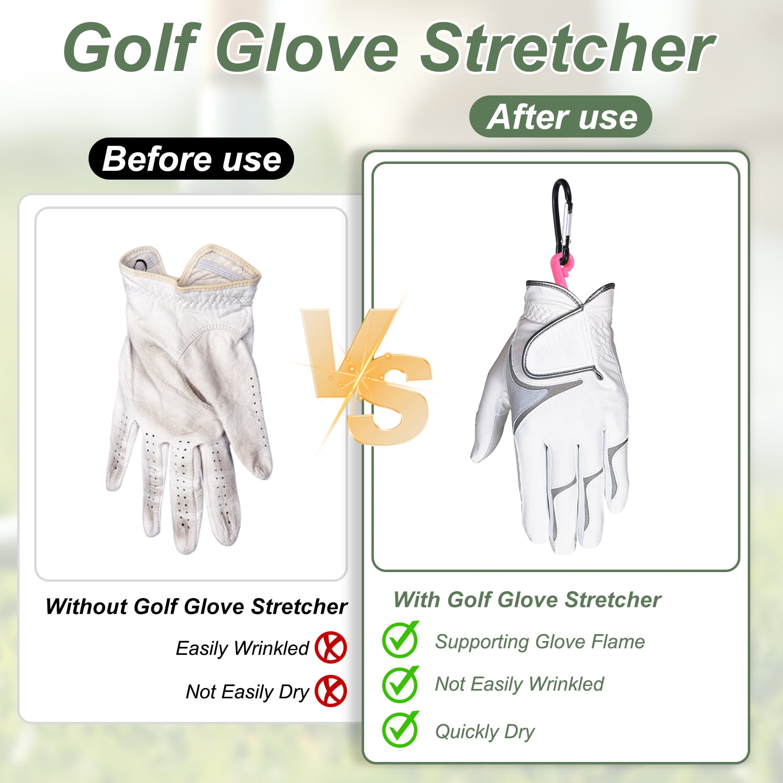 Uxcell Golf Gloves Stretcher, 6 Pcs Plastic Keeper Support Rack Holder Dryer Hanger Frame with Hanging Hooks for Men Women Sports Gloves Maintenance, Pink