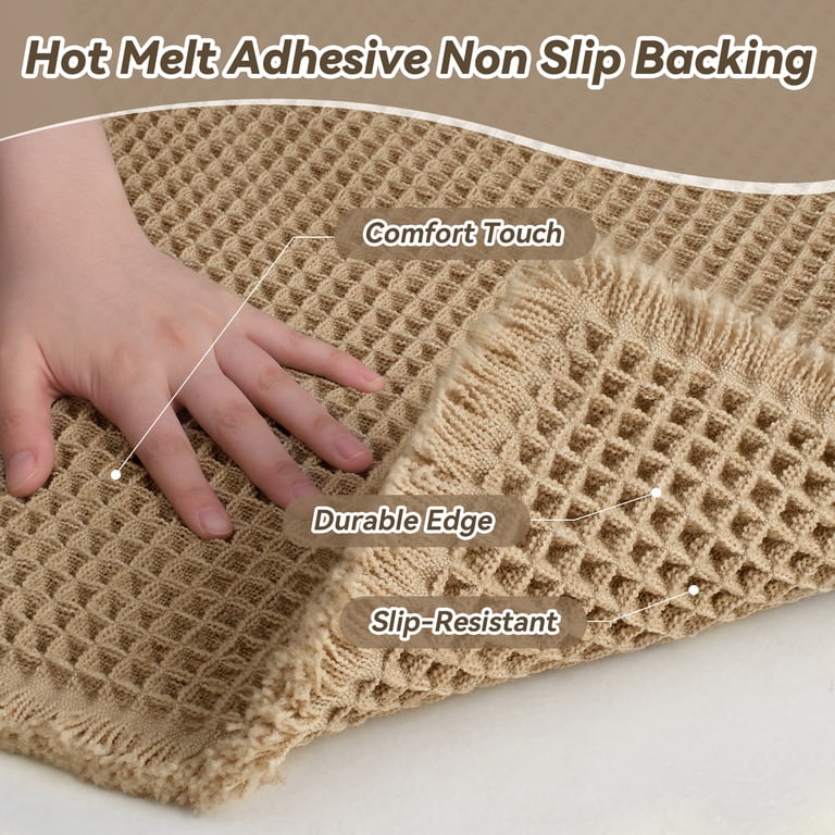 SIXHOME 17x24 Waffle Bath Mat with Tassels, Brown photo 4