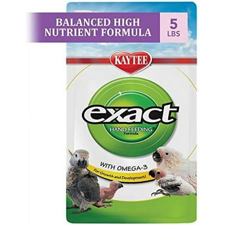 Kaytee Exact Hand Feeding Pet Bird Baby Food For Parrots, Parakeets, Lovebirds, Cockatiels, Conures, Cockatoos, and Macaws, 5 Pound 5 Pound (Pack of 1)