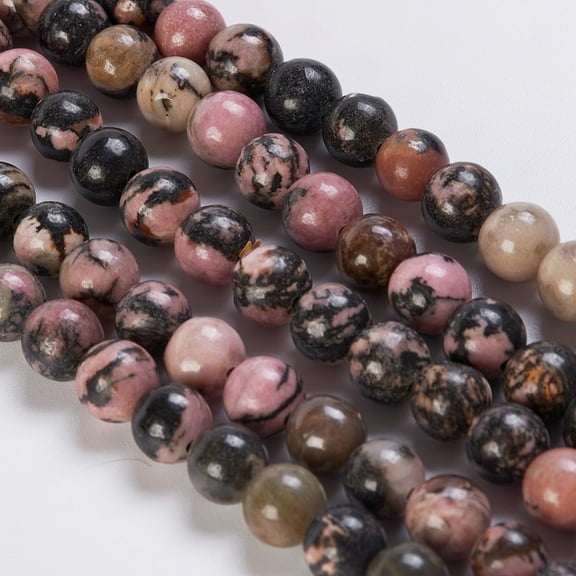 1Strand Natural Rhodonite Beads Strands Round 8mm Hole: 1mm 45~48pcs/strand 15.3 inch