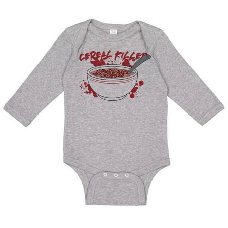 

TeesAndTankyou Cereal Killer Long Sleeve Baby Onesie Infant One Piece Bodysuit 18 Months Heather Grey