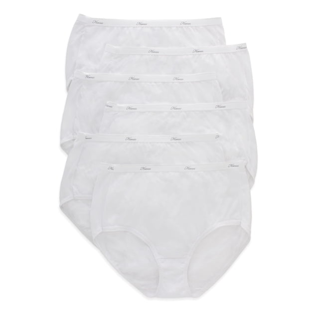 Braguitas de algodón Hanes Underwear para mujer, paquete de 6, color blanco, talla 8