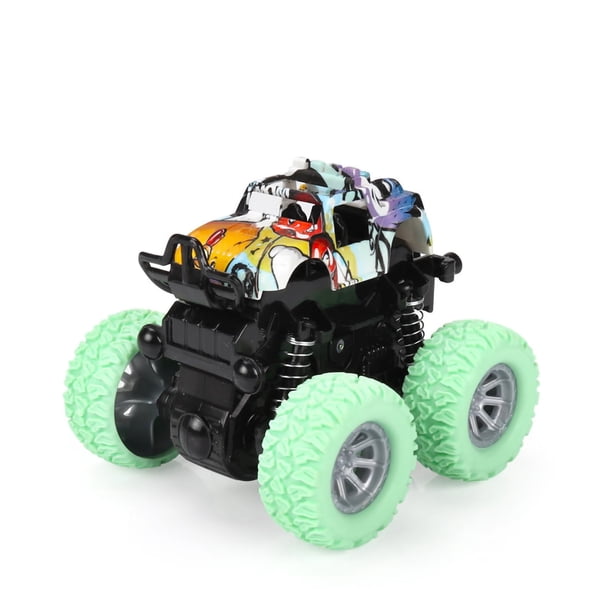 Mini vehículo todoterreno de inercia con tracción en las cuatro ruedas, juguete para niños, coche acrobático de escalada todoterreno, coche acrobático de juguete resistente a caídas, color verde