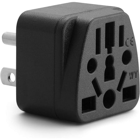 Unidapt US Travel Plug Adapter, EU,AU,UK,NZ,CN,in to USA (Type B), Grounded 3 Prong USA Wall Plug, EU to US Travel Adaptor and Converter, Power Outlet Charger (1) Black