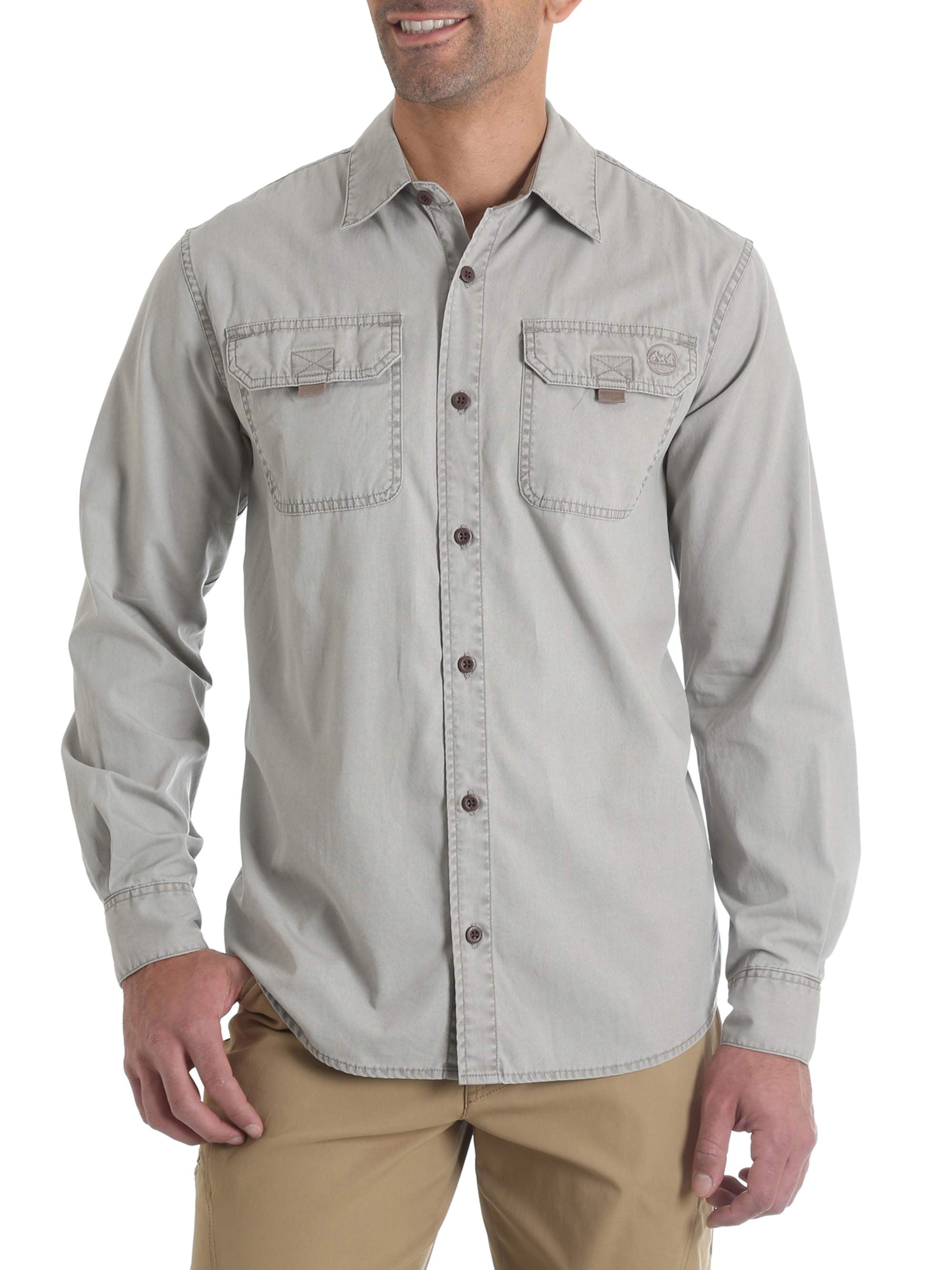 Wrangler - Big Men's Long Sleeve Canvas Shirt - Walmart.com - Walmart.com Tall Long Sleeve T Shirts Mens