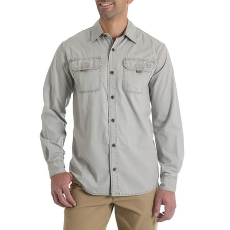 Wrangler - Big Men's Long Sleeve Canvas Shirt - Walmart.com
