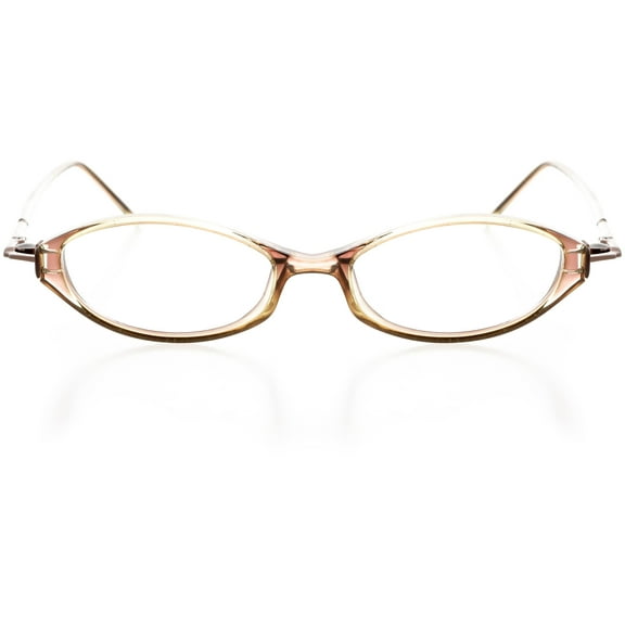 Womens Optical Eyewear - Oval Shape, Plastic Full Rim, Olive Brown
